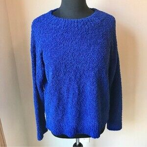 SANCTUARY Pullover Teddy Sweatshirt Textured Knit Sweater Electric Blue NWT